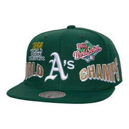 Oakland Athletics World Champs Green Mitchell & Ness Snapback Hat