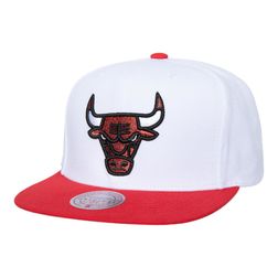 Chicago Bulls White and Red Logo Shine Mitchell & Ness NBA Snapback Hat