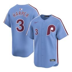 Philadelphia Phillies Bryce Harper Powder Blue Cooperstown Nike Limited Player Jersey