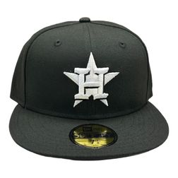 Houston Astros Black White H Logo Gray UV New Era 59FIFTY Fitted Hat