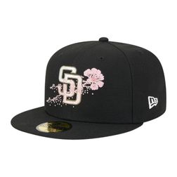 San Diego Padres Black Dotted Floral New Era 59FIFTY Fitted Hat