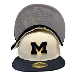 Michigan Wolverines Chrome and Navy 2023 Champs Patch Gray UV New Era 59FIFTY Fitted Hat