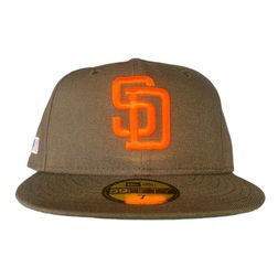 San Diego Padres Brown and Orange MLB Side Batty Green UV New Era 59Fifty Fitted Hat