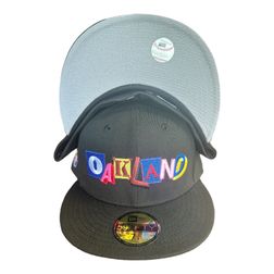 Oakland Athletics Black Ransom Script Logo 1987 ASG Patch Gray UV New Era 59FIFTY Fitted Hat