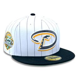 Arizona Diamondbacks White Pinstripes 25th Anni Patch Green UV New Era 59FIFTY Fitted Hat