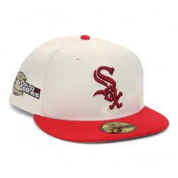 Chicago White Sox Cream and Red "BrimAdictz Creator Gang Pack" 2005 World Series Patch Gray UV New Era 59Fifty Fitted Hat