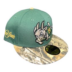 Hartford Yard Goats Green and Realtree Yard Goats Script Patch Gray UV MiLB New Era 59Fifty Fitted Hat