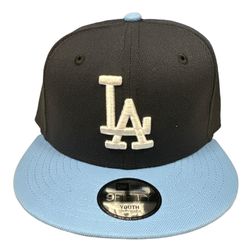 Kids Los Angeles Dodgers Black and Sky Blue New Era 9FIFTY Snapback Hat