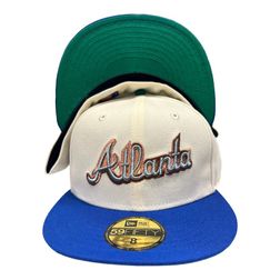 Atlanta Braves Chrome and Royal Blue NBB 2 Atlanta-Fulton Patch Green UV New Era 59FIFTY Fitted Hat