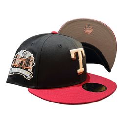 Texas Rangers Black and Red Final Season Patch Grey UV New Era 59FIFTY Fitted Hat