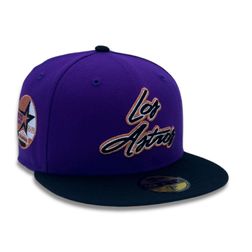 Houston Astros Script Purple and Black 35 Great Years Patch Pink UV New Era 59FIFTY Fitted Hat