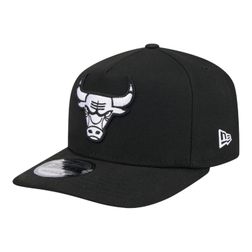 Chicago Bulls White on Black Gray UV New Era 9FIFTY A-Frame Snapback Hat