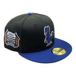 St. Louis Cardinals Black and Royal Blue Cooperstown Busch Stadium Patch Gray UV New Era 59FIFTY Fitted Hat