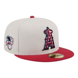 Los Angeles Angels Khaki and Red Fourth of July 2024 New Era 59FIFTY Fitted Hat