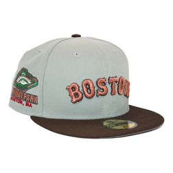 Boston Red Sox Stone and Brown Fenway Park Patch Gray UV New Era 59FIFTY Fitted Hat