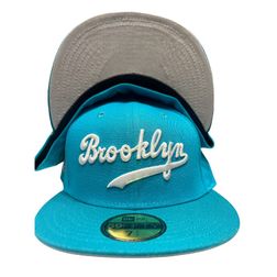 Brooklyn Dodgers Teal Script CG Aux Pack 1942 ASG Patch Gray UV New Era 59FIFTY Fitted Hat