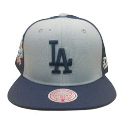 Los Angeles Dodgers Navy and Gray 100th Anni Patch Mitchell & Ness Snapback Hat