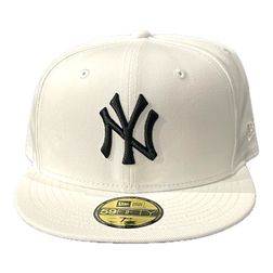 New York Yankees All White with Black Logo Gray UV New Era 59FIFTY Fitted Hat