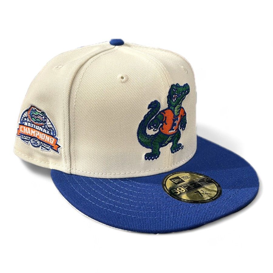 Florida Gators Chrome and Royal Blue 2006 National Championship Patch Gray UV New Era 59FIFTY Fitted Hat
