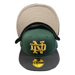 Notre Dame Fighting Irish Green and Navy Shamrock Patch Gray UV New Era 59FIFTY Fitted Hat