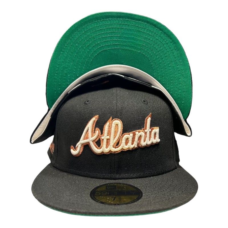Atlanta Braves Black Script Atlanta-Fulton Patch Gray UV New Era 59FIFTY Fitted Hat