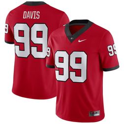 Georgia Bulldogs Jordan Davis Red Nike Game Jersey