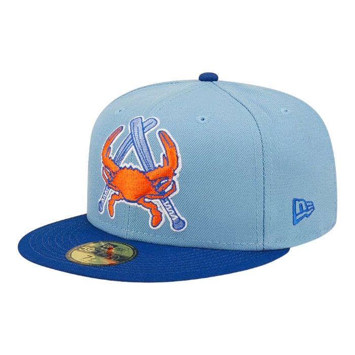 Aberdeen IronBirds Light Blue Steamed Crabs Theme Night MiLB Clearance New Era 59FIFTY Fitted Hat