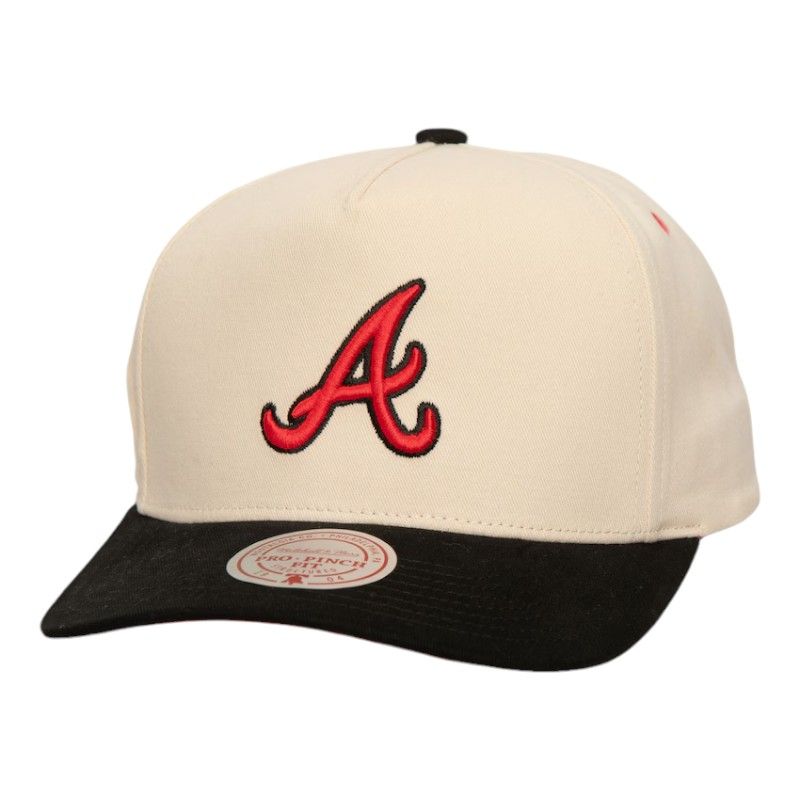 Atlanta Braves Cream Pro Pinch Fit Mitchell Ness Snapback Hat