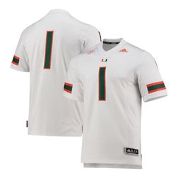 Miami Hurricanes White Adidas Team Premier NCAA Football Jersey