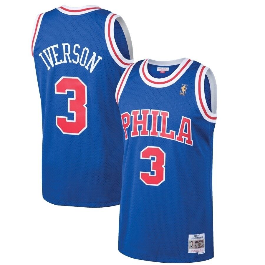 Youth Allen Iverson Philadelphia 76ers Mitchell Ness 1996 97 Hardwood Classics Swingman Throwback Royal Jersey