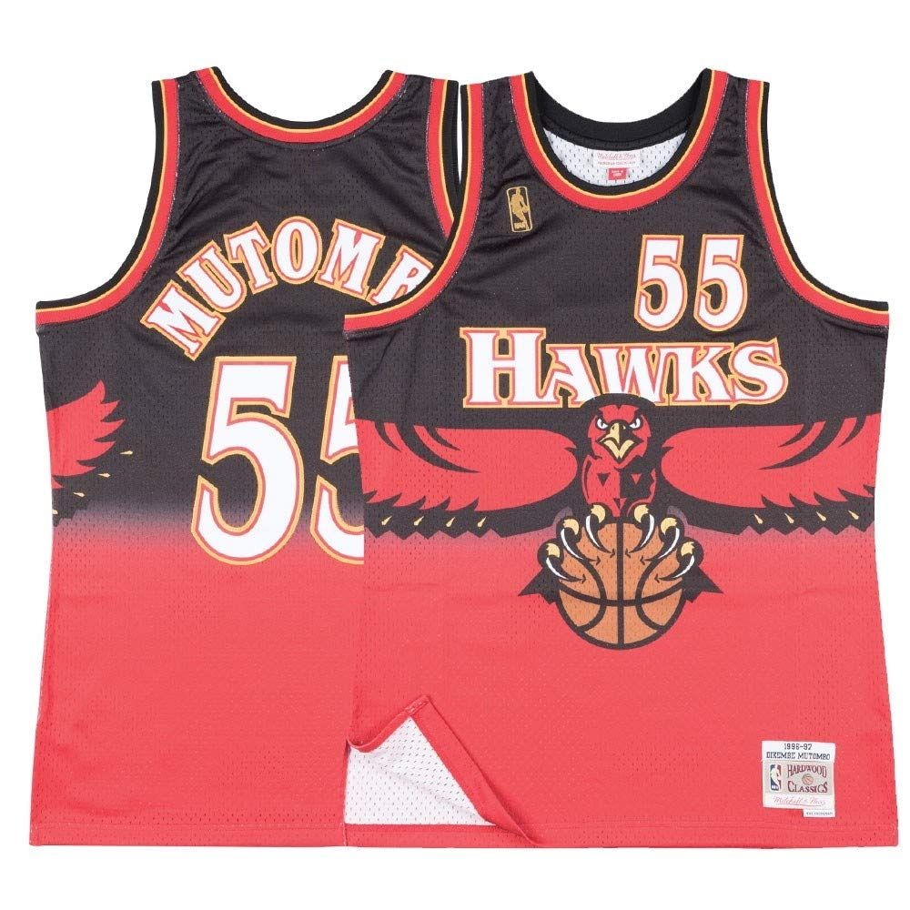 Dikembe Mutombo Atlanta Hawks Mitchell & Ness 1996-97 Swingman Red/Black  Jersey