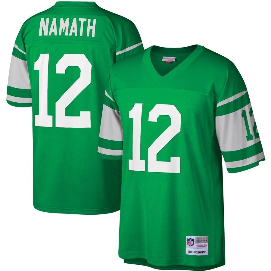 VINTAGE AUTHENTIC NY JETS JOE NAMATH JERSEY LARGE 44 MITCHELL NESS GREEN