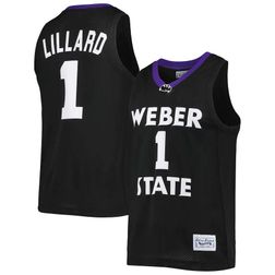 Men's Damian Lillard Weber State Wildcats Black Original Retro Brand Throwback Jersey