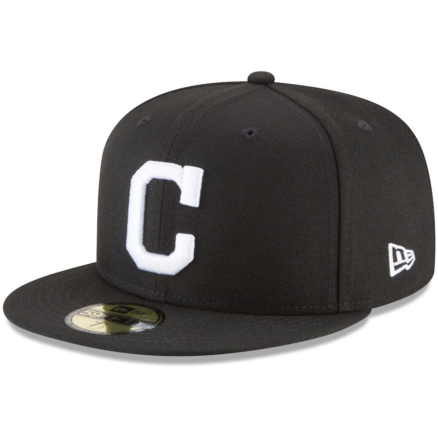 New Era 59FIFTY Cleveland Indians C Fitted Hat Black White