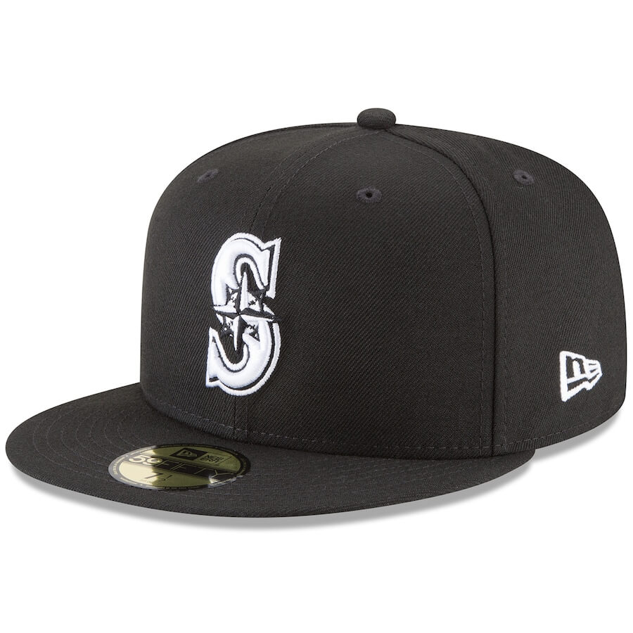 Seattle Mariners New Era Primary Logo Basic 59Fifty BlackWhite Fitted hat