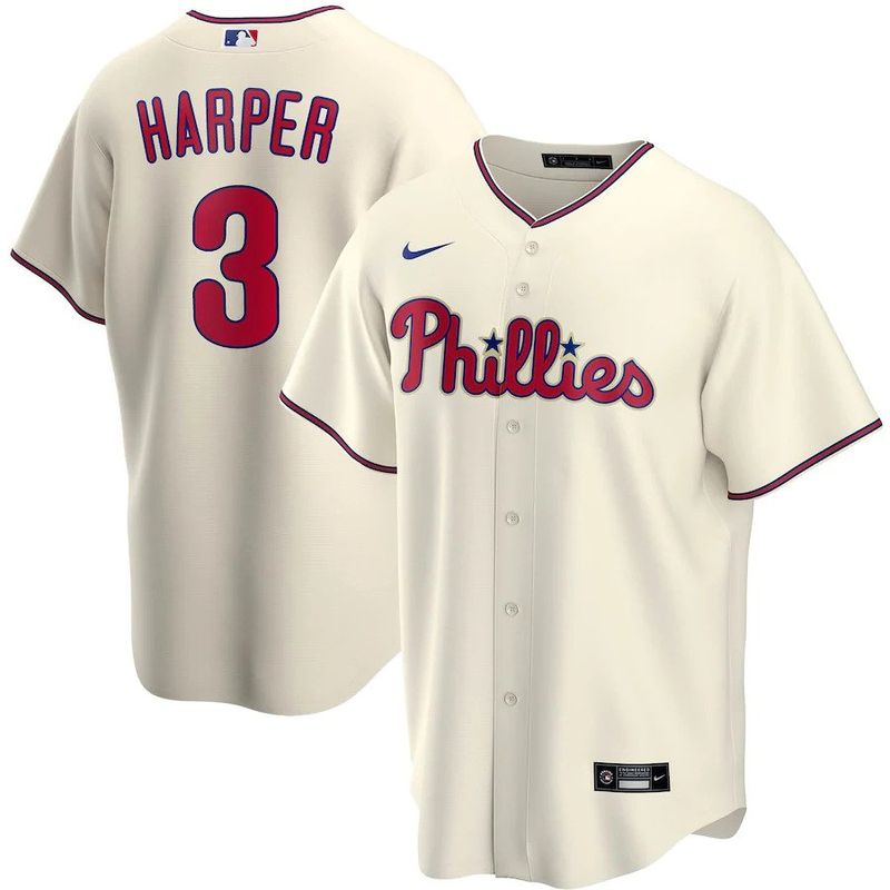 Philadelphia Phillies Cream Color Throwback Harper Jersey Size XXL NWT By  Nike