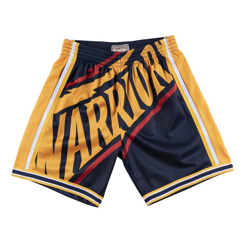 Mitchell & Ness Men's Golden State Warriors Big Face Shorts, Large, Blue