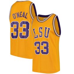 Shaquille O'Neal LSU Tigers Gold Alumni Retro Brand Basketball Jersey