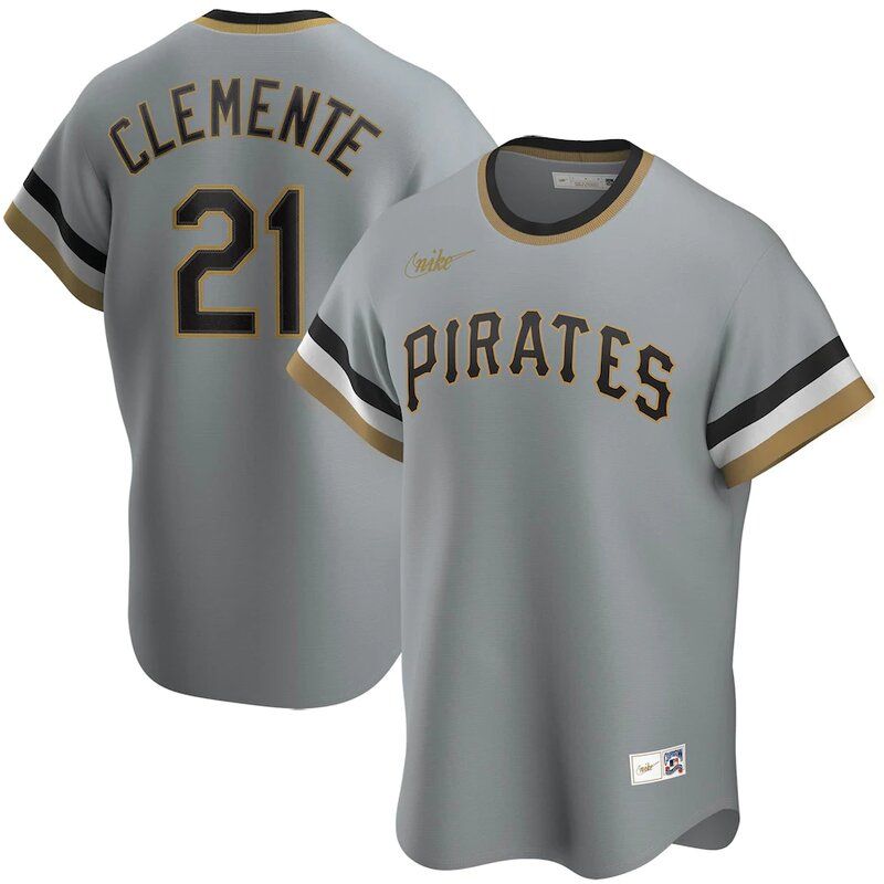 Men's Pittsburgh Pirates Roberto Clemente Nike Gray Road Cooperstown  Collection Player Jersey