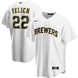 Milwaukee Brewers Christian Yelich Nike White Pinstripe Alternate 2020 Player Jersey