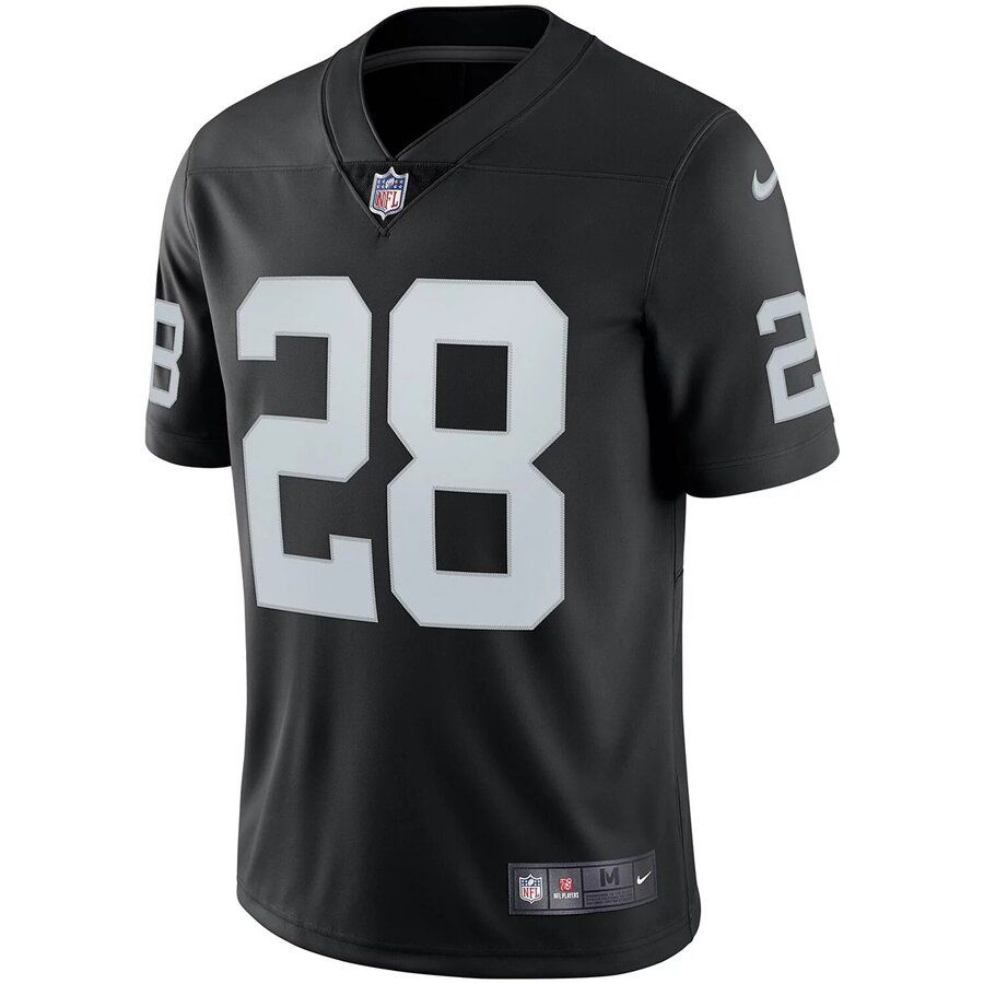 Nike Las Vegas Raiders No28 Josh Jacobs Black Men's Stitched NFL Vapor Untouchable Limited Smoke Fashion Jersey