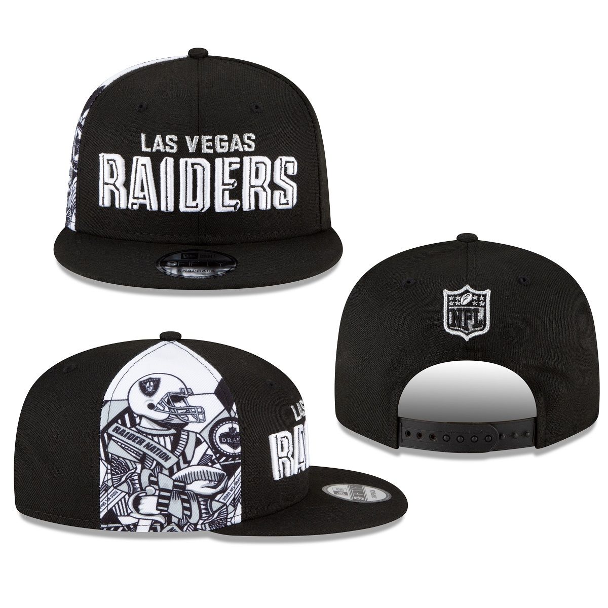 Las Vegas Raiders Black 2020 Draft Card Front 9FIFTY Snapback Hat