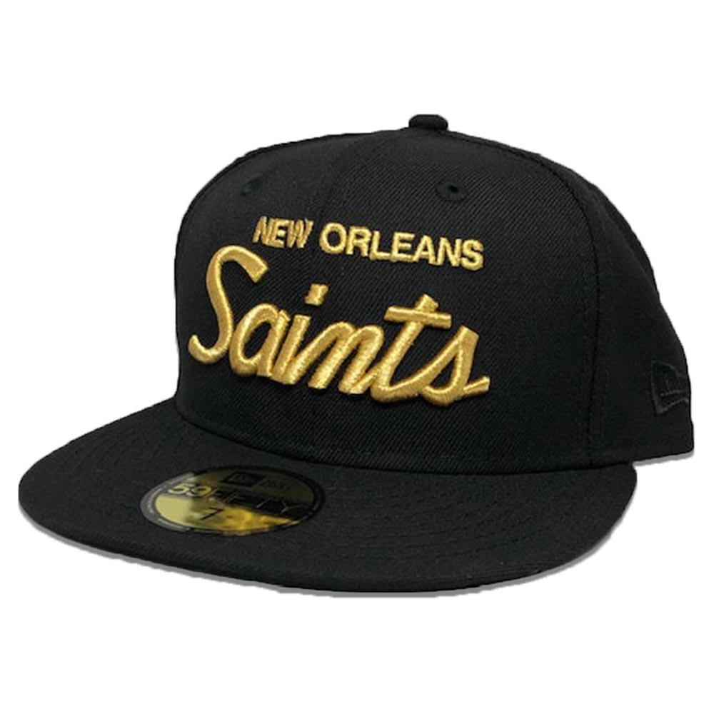 New Orleans Saints Cursive Script 59Fifty Black Fitted Hat