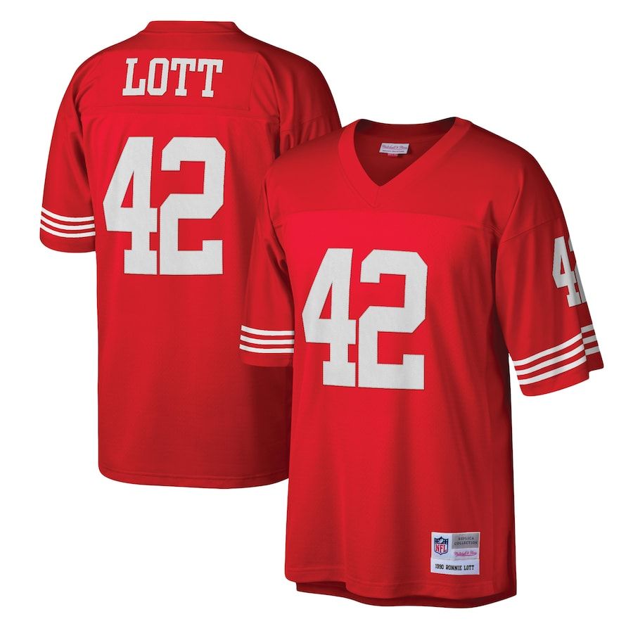 Nike San Francisco 49ers No42 Ronnie Lott Red Team Color Women's Stitched NFL Elite Drift Fashion Jersey