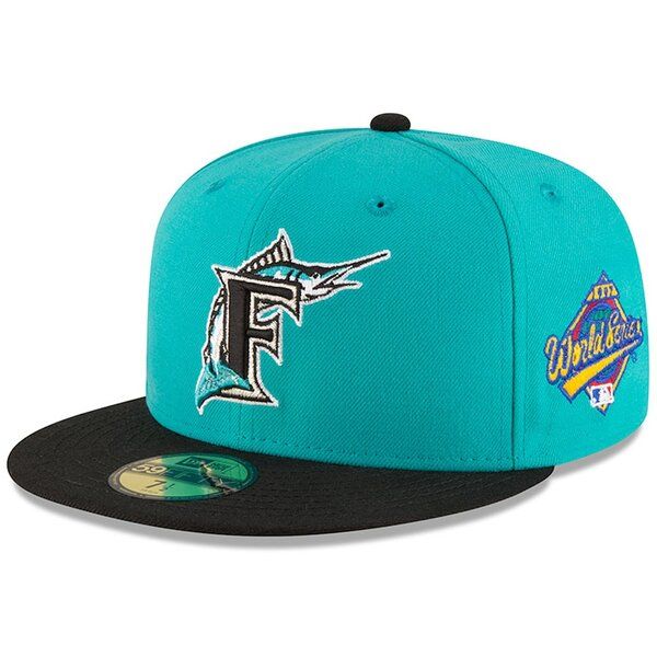 Florida Marlins 1997 World Series Side Patch 59FIFTY Aqua Fitted Hat