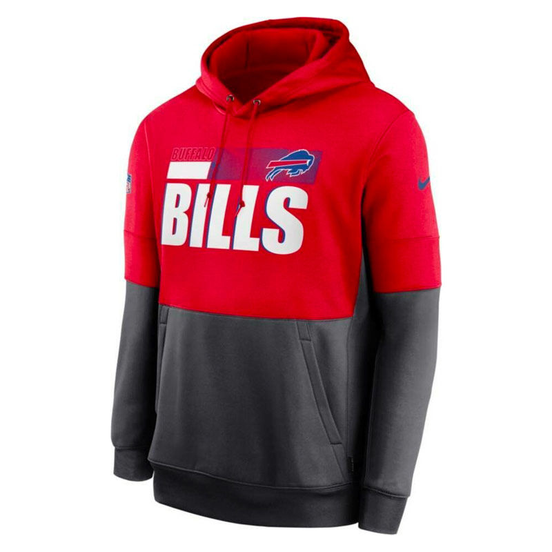 Men NFL Buffalo Bills Sideline Red Hoodie