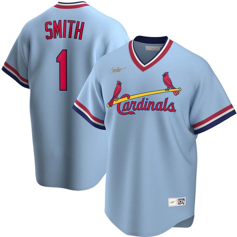 St. Louis Cardinals Ozzie Smith Nike Road Cooperstown Collection Player  Light Blue Jersey