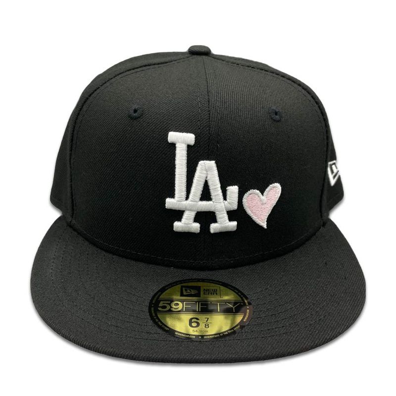 Los Angeles Dodgers Black with Pink Hearts Pink UV 59FIFTY Fitted Hat