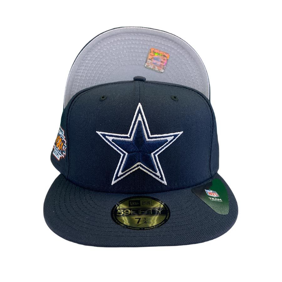 Dallas Cowboys Black Superbowl 30 Side Patch Gray UV 59FIFTY Fitted Hat