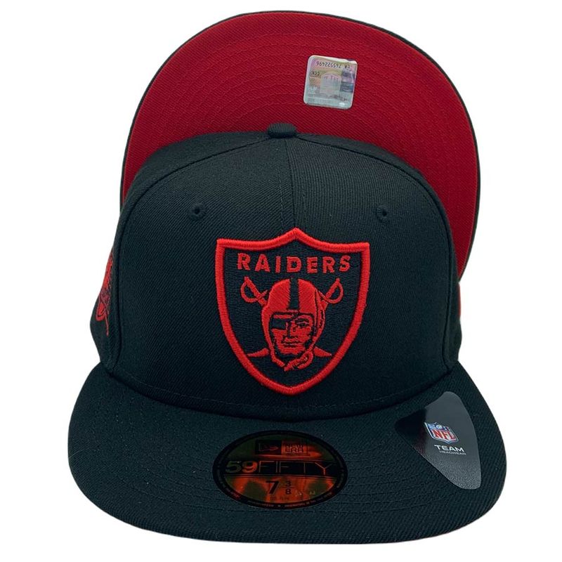 Black Las Vegas Raiders Pink Bottom 3X Super Bowl Champions Side Patch New Era 59FIFTY Fitted 73/4